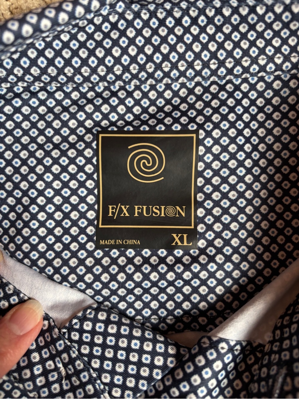 F/X Fusion Men's Navy Geometric Button-Down Shirt - XL